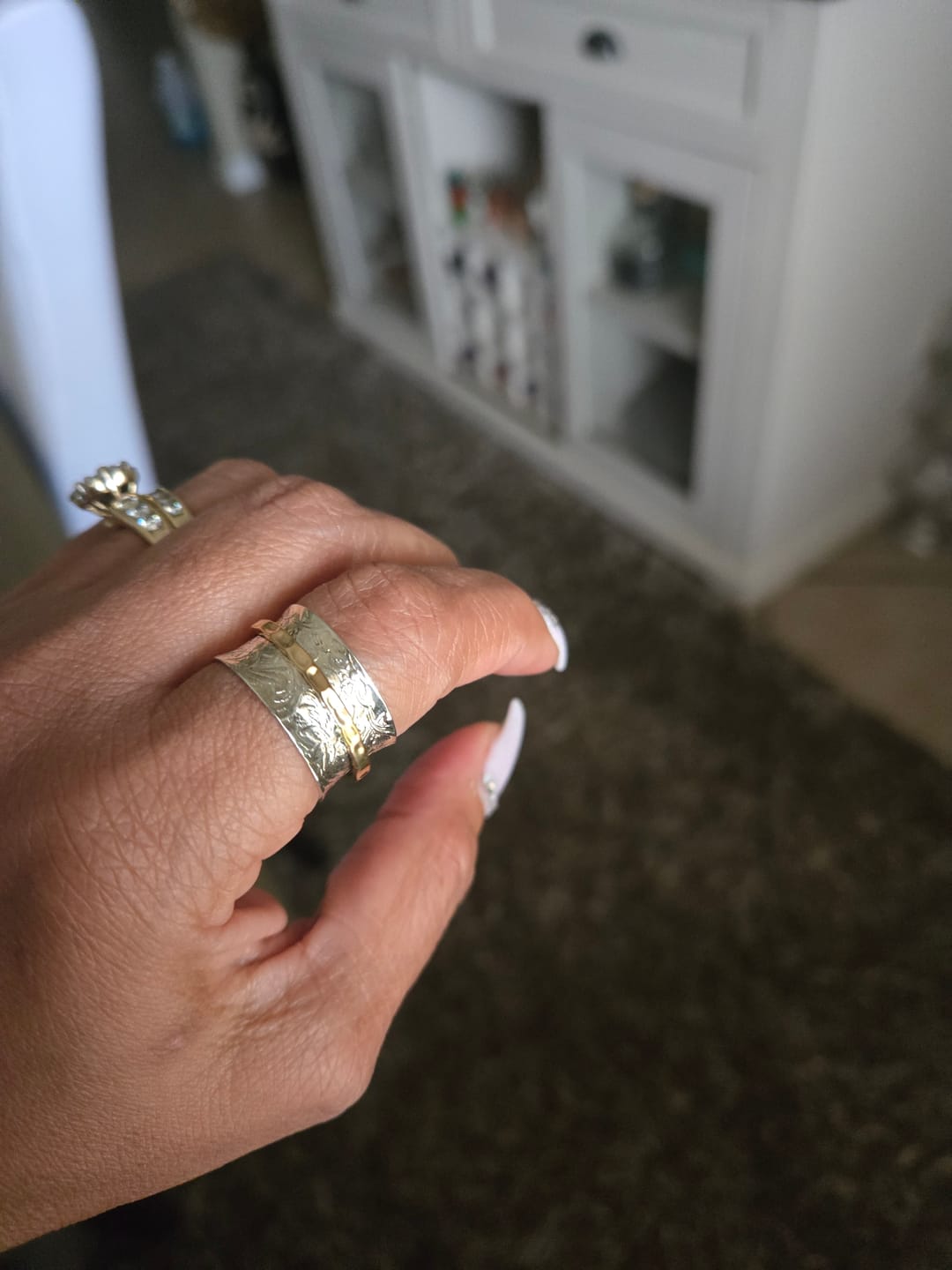 Customer photo review of Two Tone Silver Spinner Ring