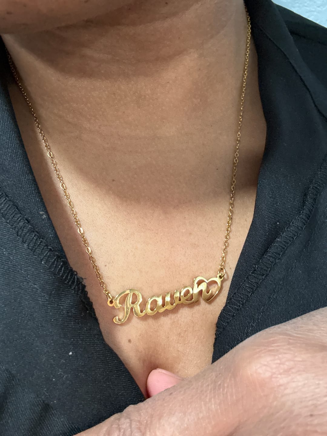 Customer photo review of Crescent Heart Name Necklace