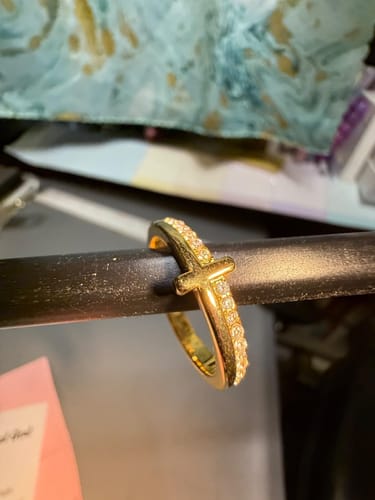 Customer photo review of Religious Gifts-Pray On It Golden Cross Ring