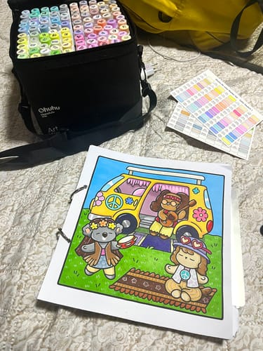 Customer photo review of Ohuhu - Set 96 Marcadores al Alcohol Honolulu A Doble Punta Pastel Colors of Sweetness & Blossoming