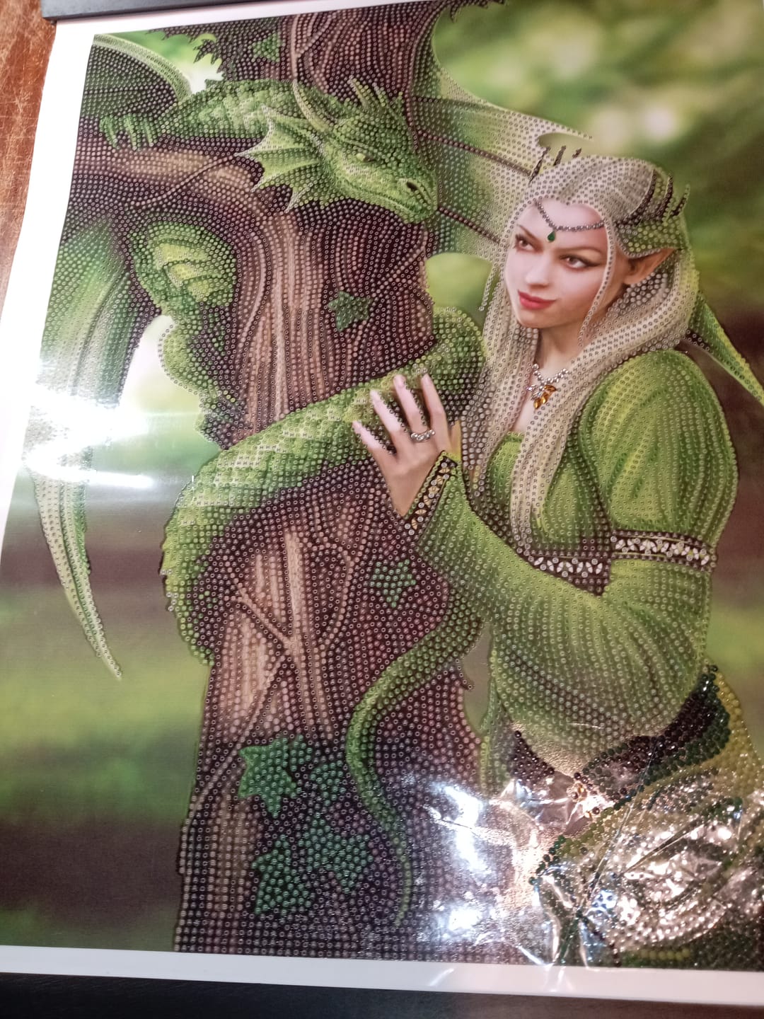 Customer photo review of "Kindred Spirit" by Anne Stokes Crystal Art® Scroll Kit 35x45cm