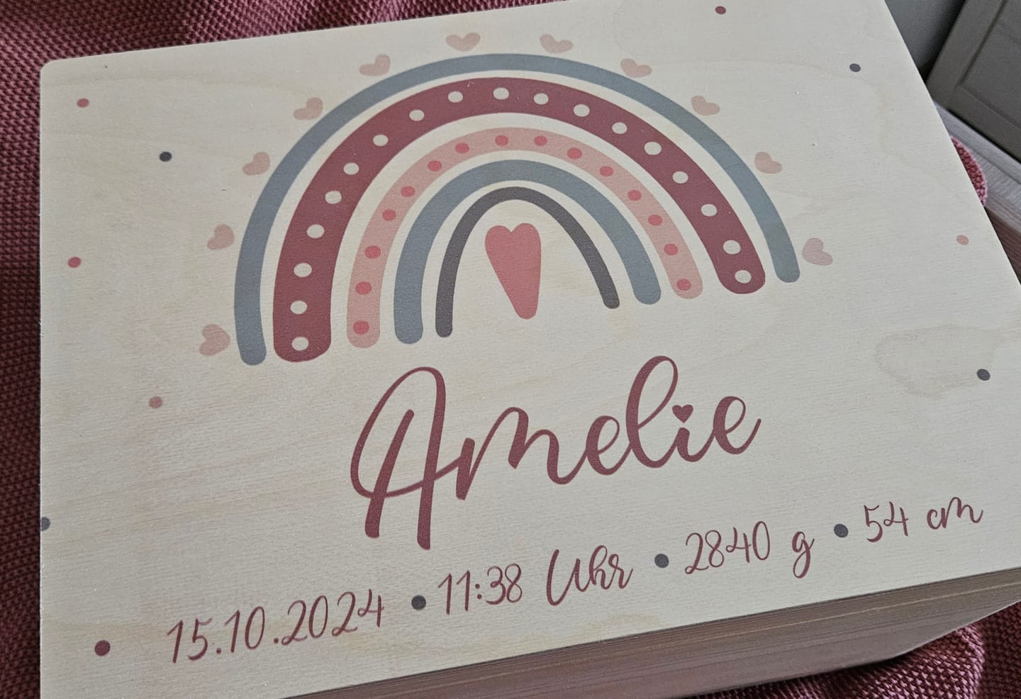 Customer photo review of Personalisierte Erinnerungskiste Regenbogen