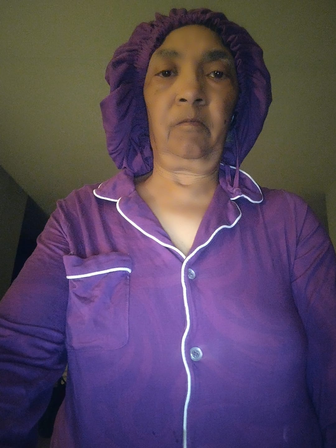 Customer photo review of Purple Passion - Bamboo Pajama Pants Set, With A Matching Satin-Lined Bonnet