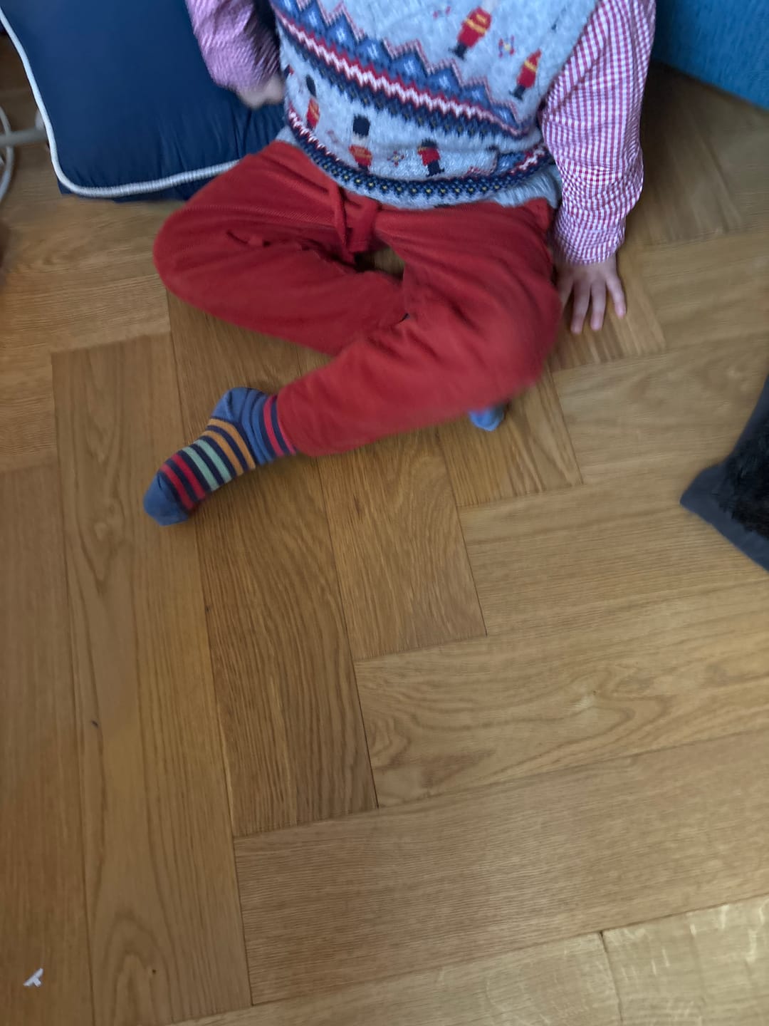 Customer photo review of Gold Corduroy Comfy Trousers