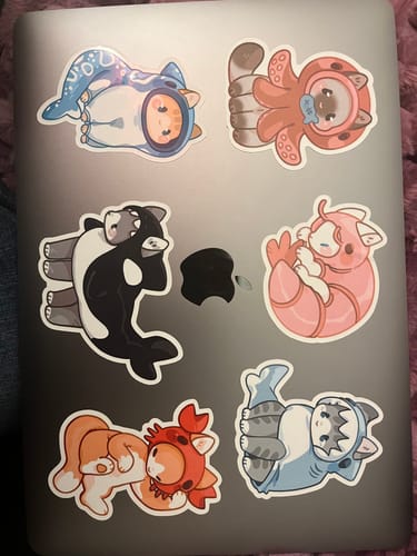 Customer photo review of Cats in Sea Creature Costumes Stickers
