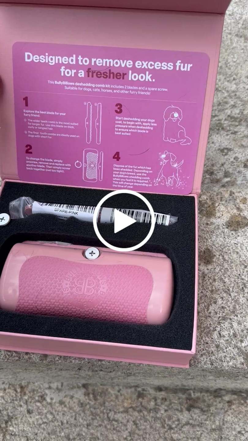 Customer video review of Dog Deshedding Comb - Dog, Horse & Cat - Pink