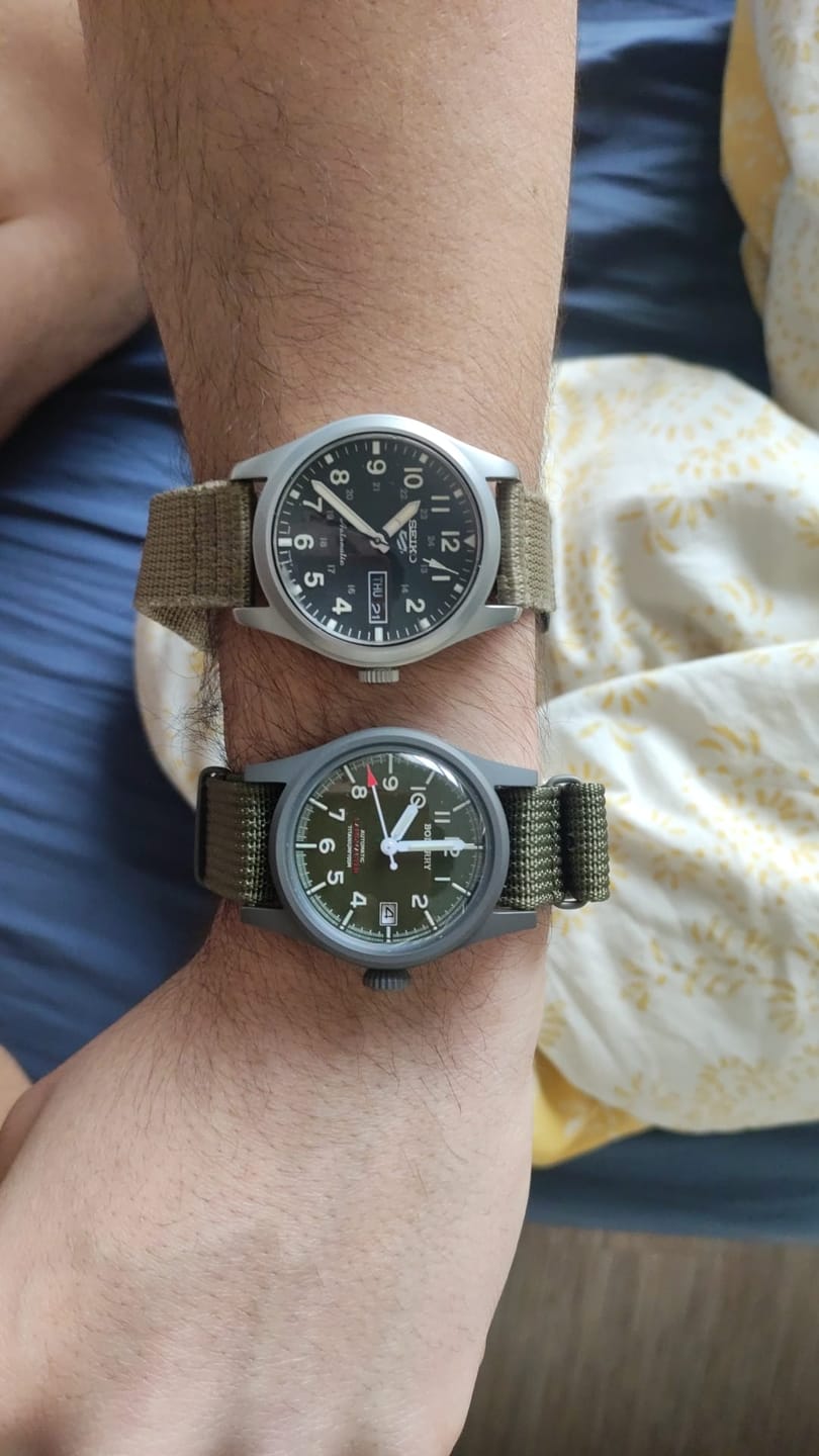 Customer photo review of LANDMASTER - 100M Waterproof Titanium Automatic Field Watch | Green