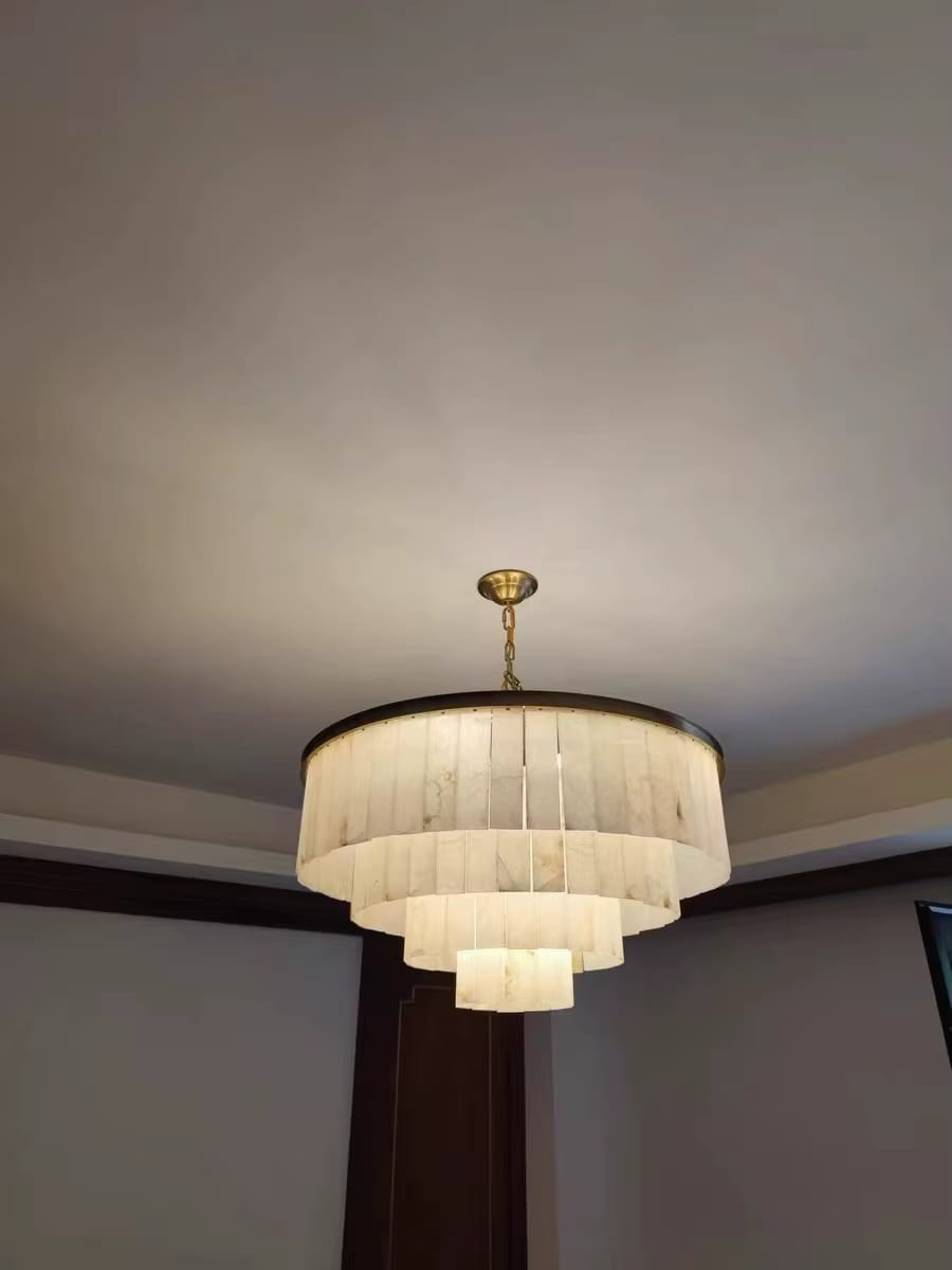 Customer photo review of WOMO Tiered Round Alabaster Chandelier-WM2853