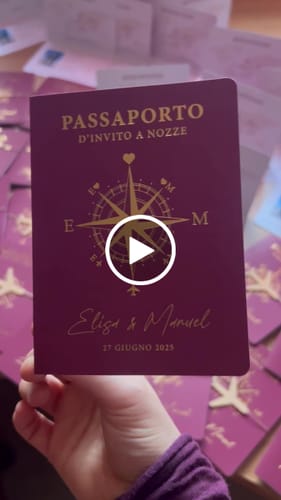 Customer video review of Burgundy Passport Wedding Invitation with Gold Foil