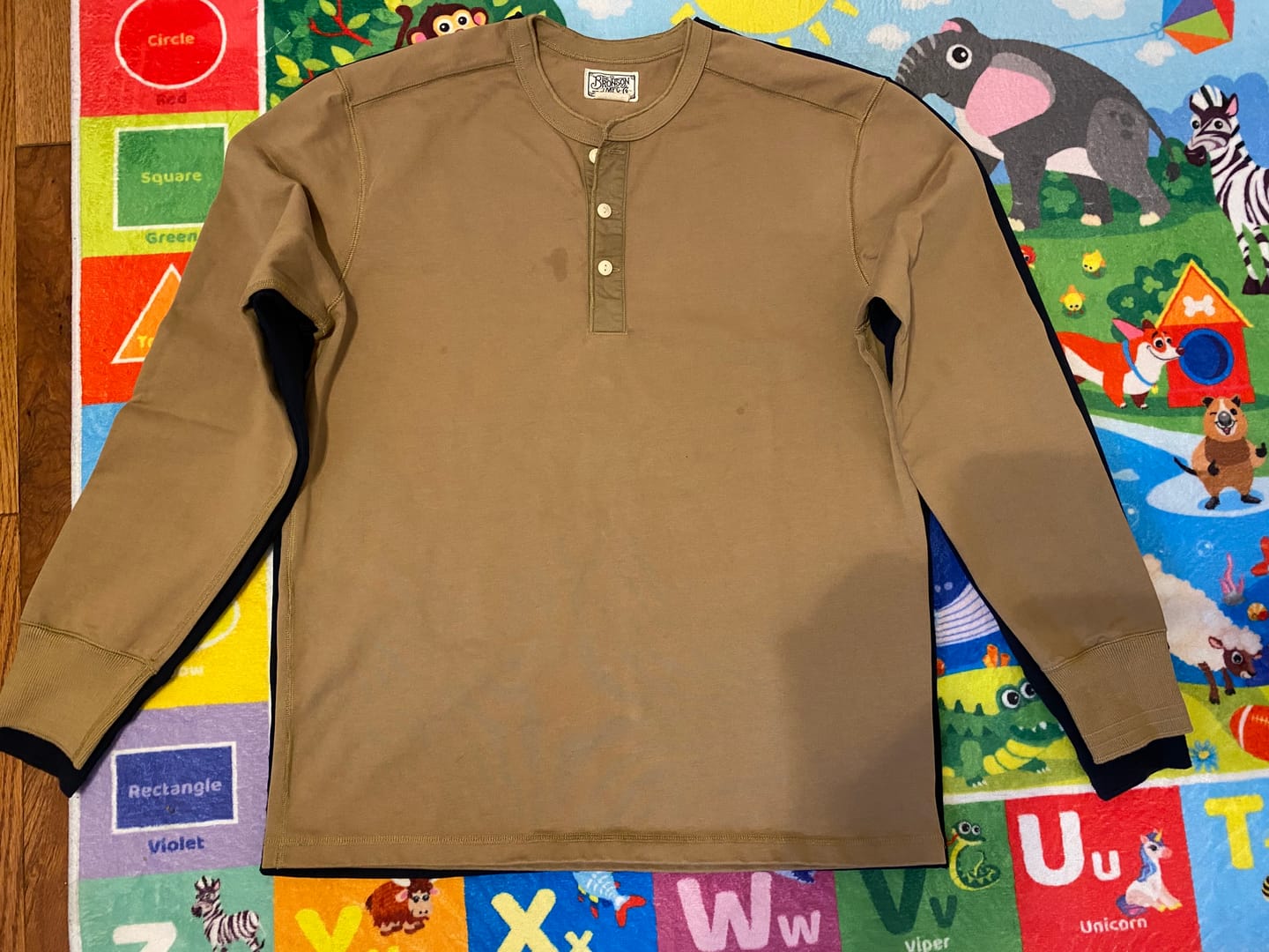 Customer photo review of Vintage Long Sleeve Henley Shirt - Navy