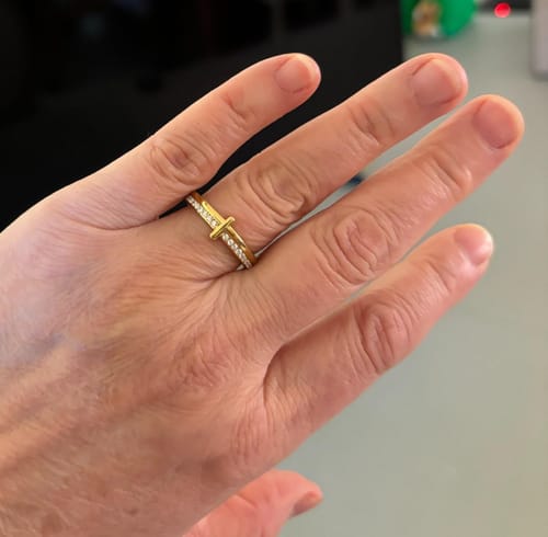 Customer photo review of Religious Gifts-Pray On It Golden Cross Ring