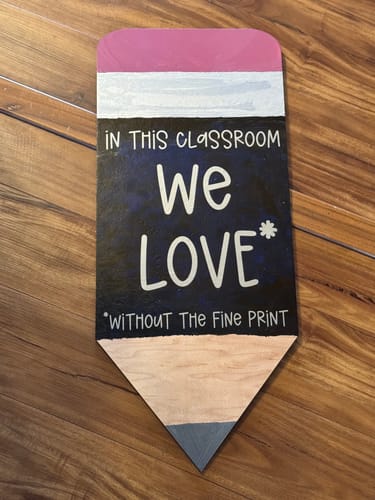 Customer photo review of Bigger Better | Unfinished Wood Fat Pencil Silhouette |  DIY Craft Cutout