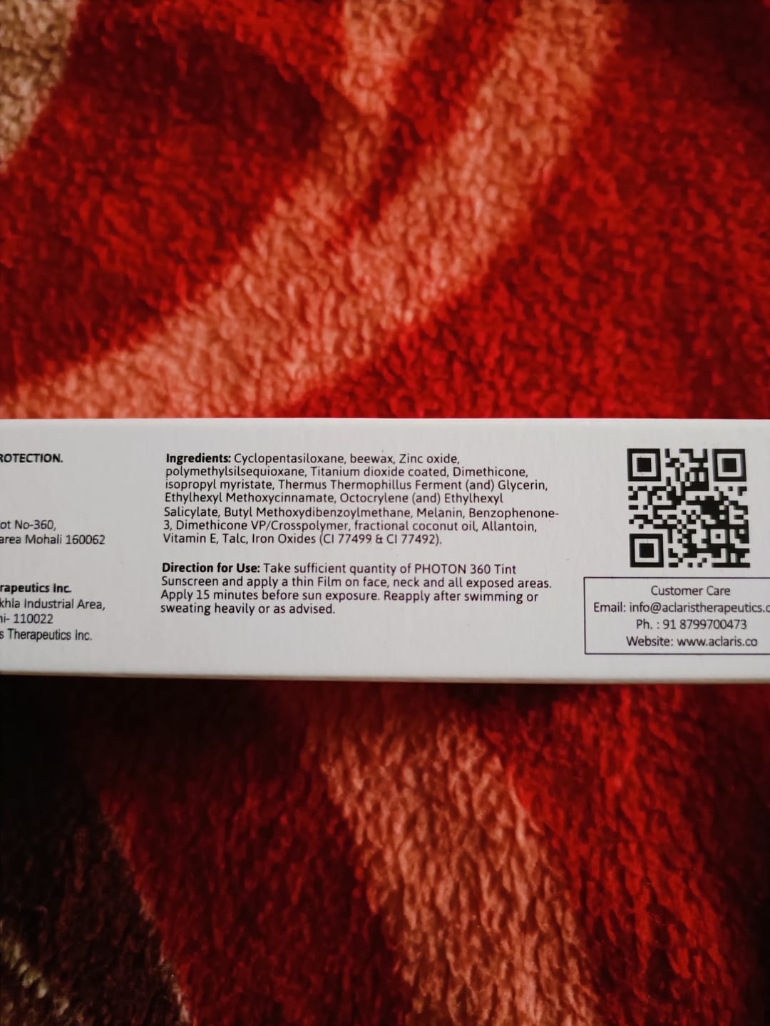 Customer photo review of Photon 360 Tint Sunscreen Gel