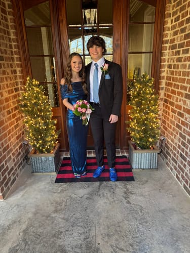 Customer photo review of White Blue Plaid Necktie Pocket Square Cufflinks Set