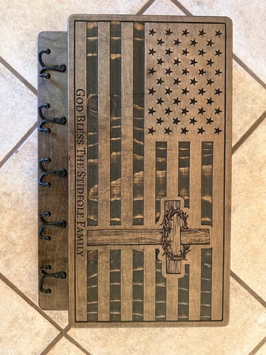 Customer photo review of PERSONALIZABLE FLAG WITH CROWN OF THORNS CROSS