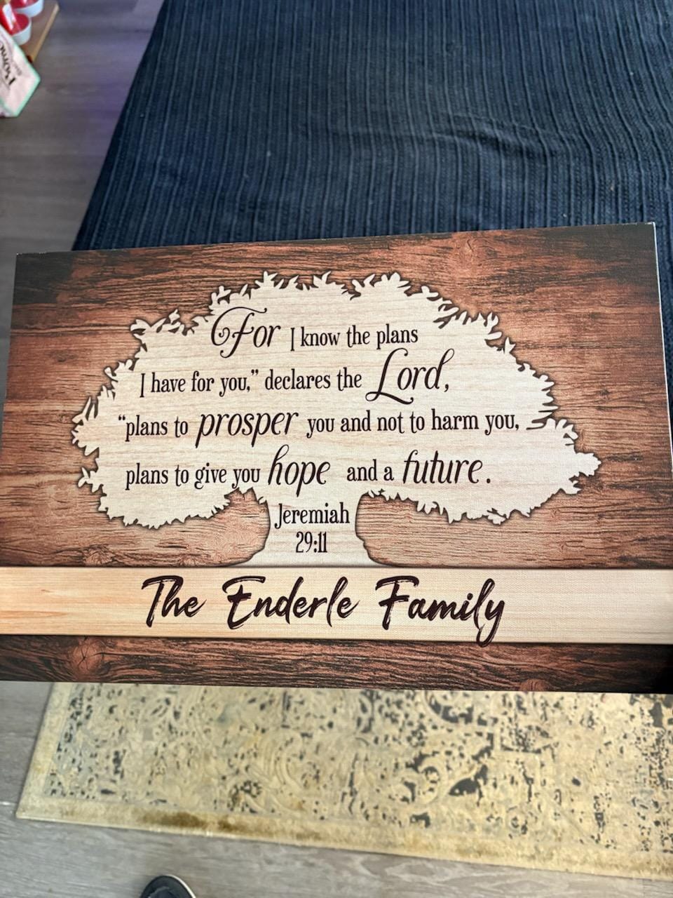 Customer photo review of For I Know The Plans I Have For You Jeremiah 29:11 Wall Art Canvas With Personalized Name
