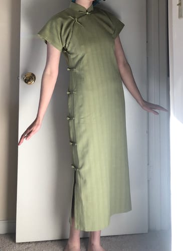 Customer photo review of Jue Lei 蕨类 Fern 1930s Cotton & Linen Daily Qipao