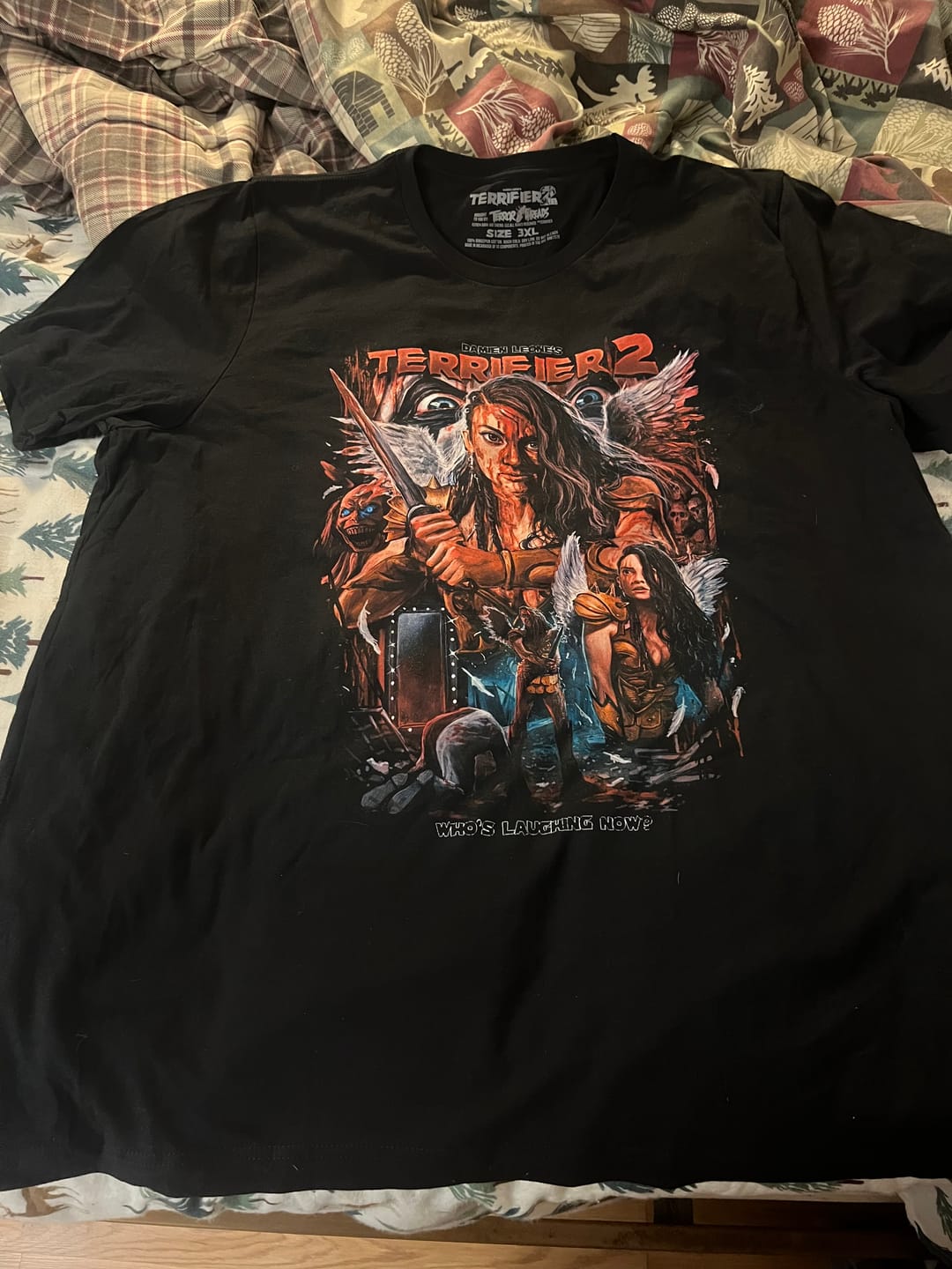 Customer photo review of Terrifier 2 Eyes On Me T-Shirt