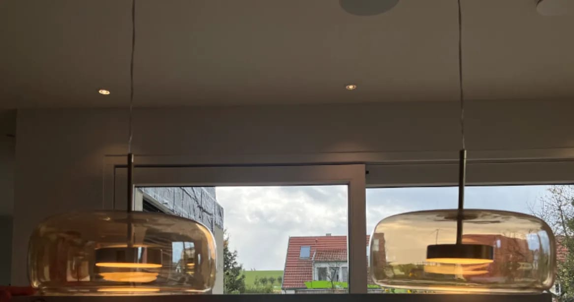 Customer photo review of WOMO Drum Blown Glass Pendant Light-WM2145