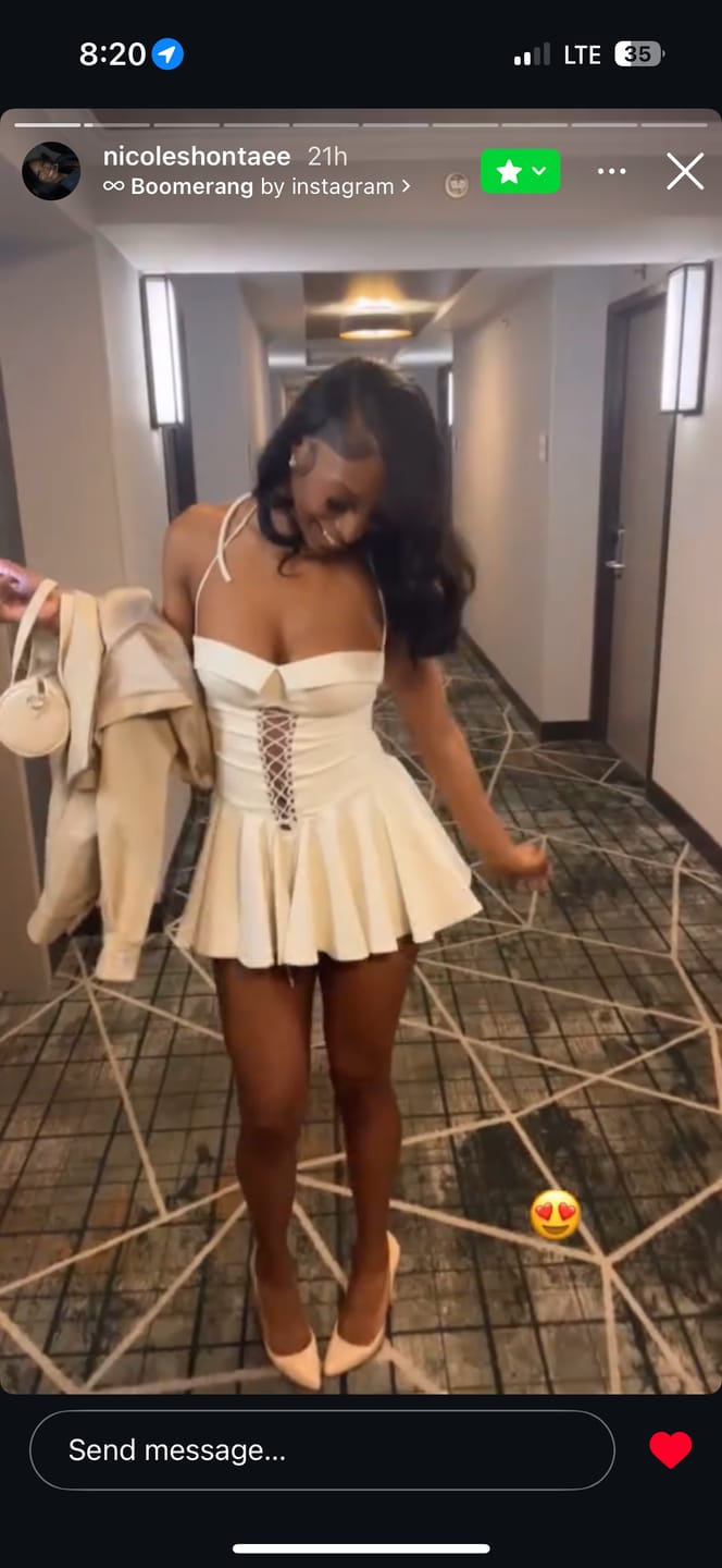 Customer photo review of Allison Faux Leather Corset Flare Mini Dress
