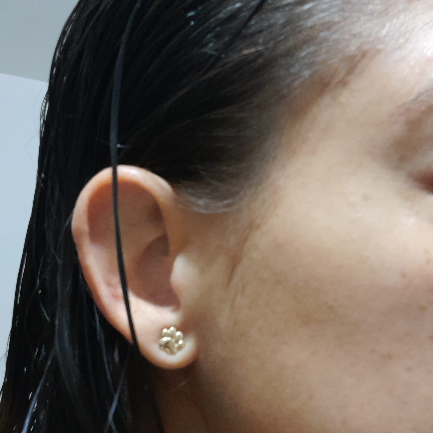 Customer photo review of Aretes Huellita en Oro laminado 18k Para Dama