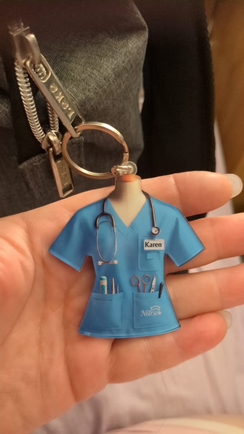 Customer photo review of Nurse Uniform Custom Name Personalized Keychain