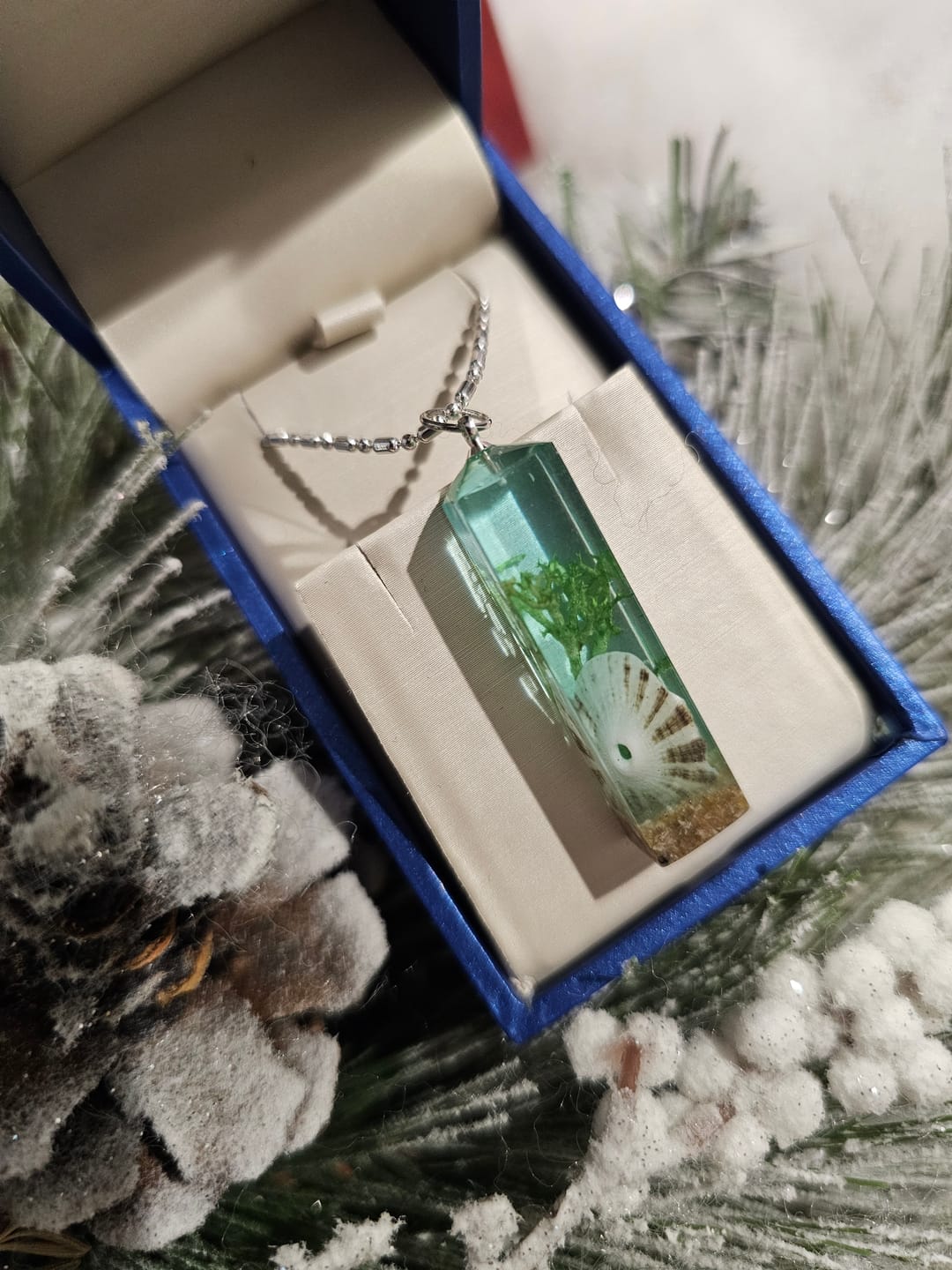 Customer photo review of Deep in the Ocean Pendant with Seaweed and Seashell