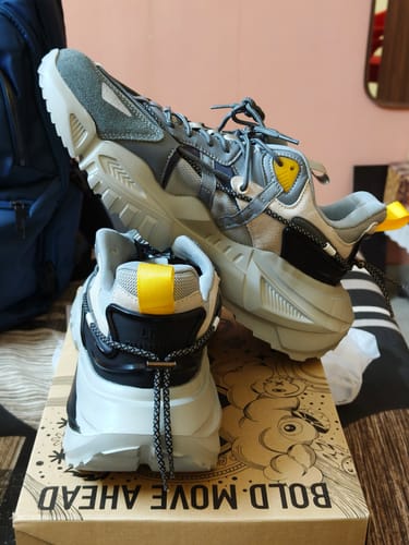 Customer photo review of Rocket Boost Grey High Heel Funky Designer Low Top Sneakers