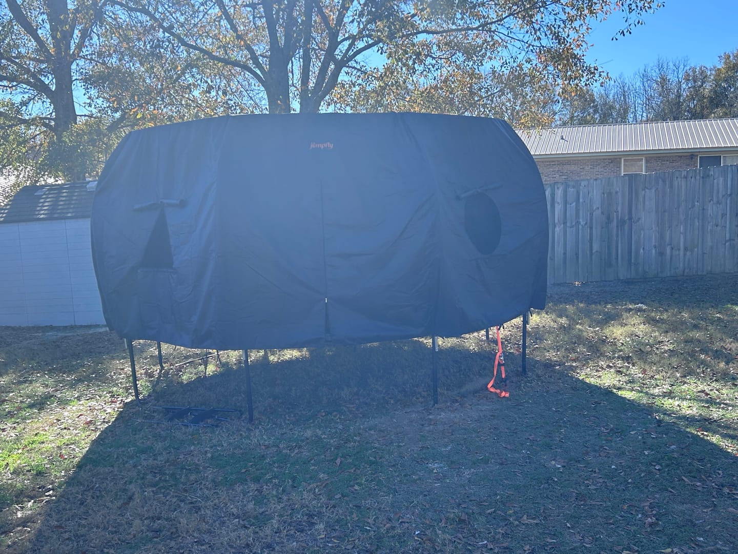 Customer photo review of Trampoline Tent for 14 FT Curved Pole Round Trampoline