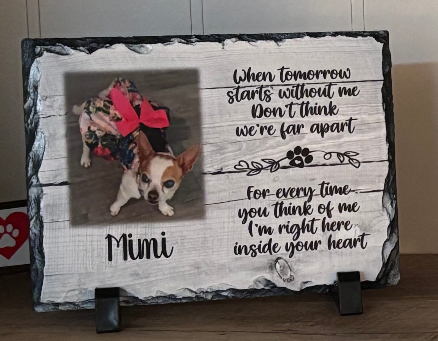 Customer photo review of Personalized Dog Memorial   When Tomorrow Starts without me  Personalized Picture Keepsake