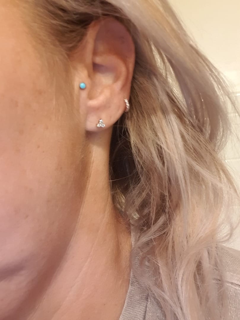 Customer photo review of 14K Gold Daily CZ Cartilage Hoop Earring