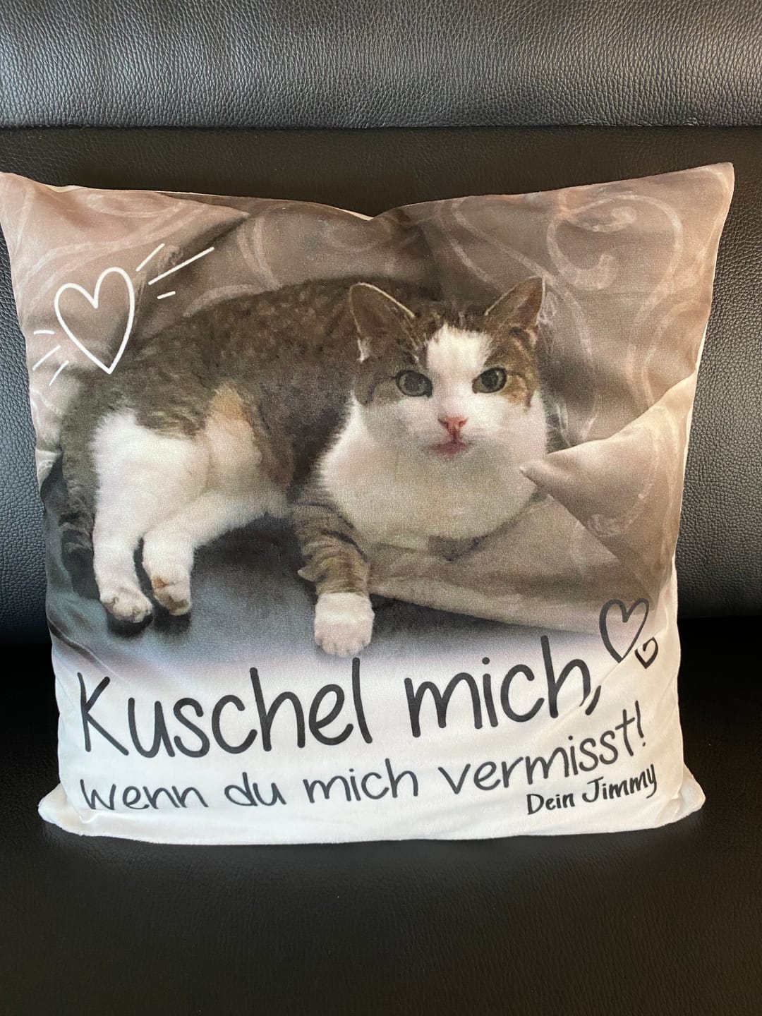 Customer photo review of Kuschel mich, wenn du mich vermisst - Individuelles Kissen
