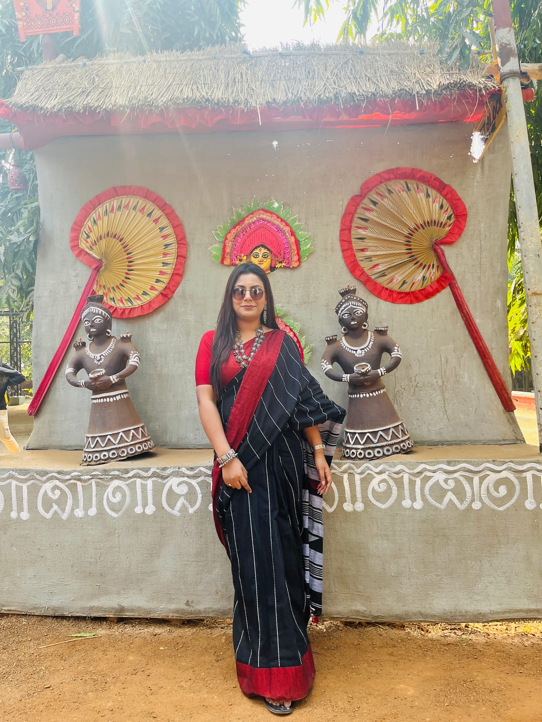 Customer photo review of Midnight Black Cotton Saree