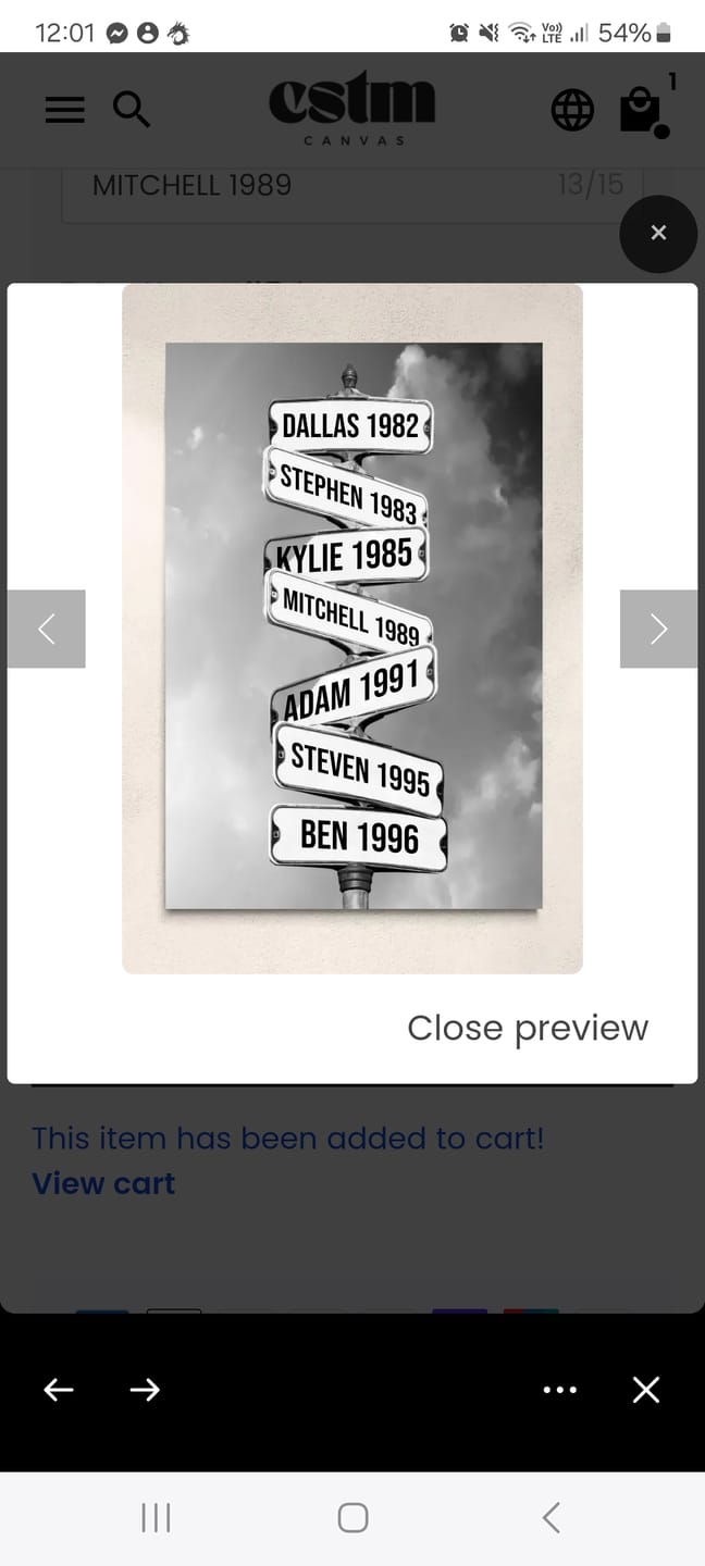 Customer photo review of NAMES ONLY STREET SIGN by Cstm Canvas