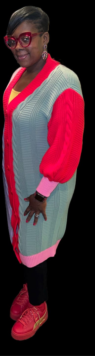 Customer photo review of BLANCHE COAT OF MANY COLORS SWEATER DUSTER DRESS