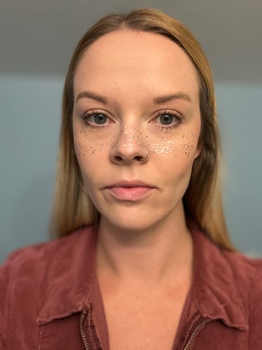 Customer photo review of Silver Glitter Freckles Makeup Patches