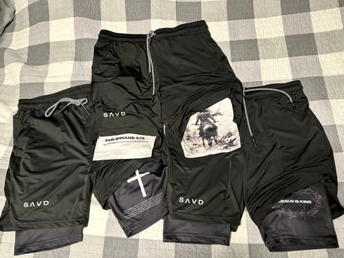 Customer photo review of Joshua 1:9 Lion Performance Shorts