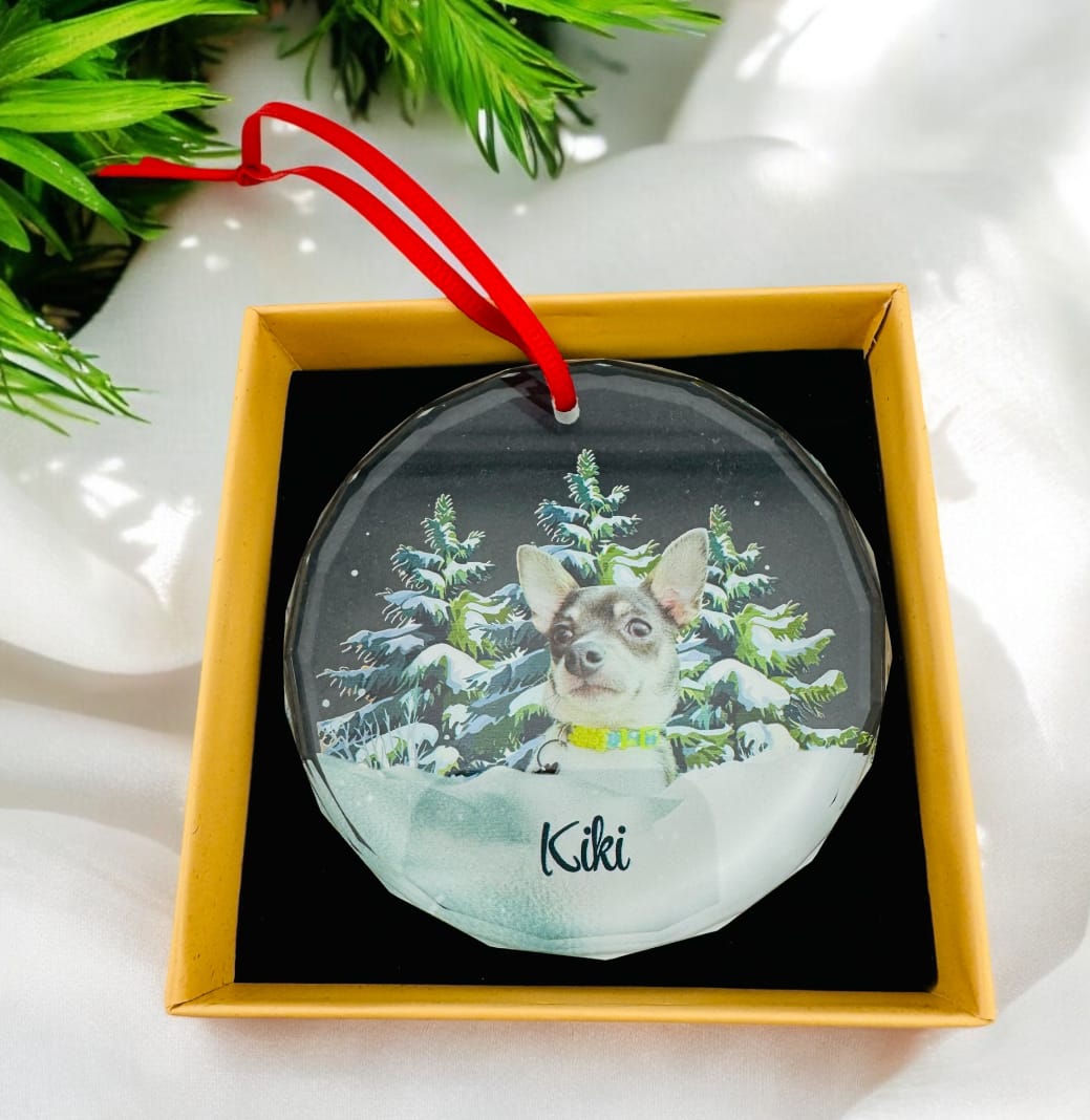Customer photo review of Personalized Photo Dog Glass Ornament For Christmas