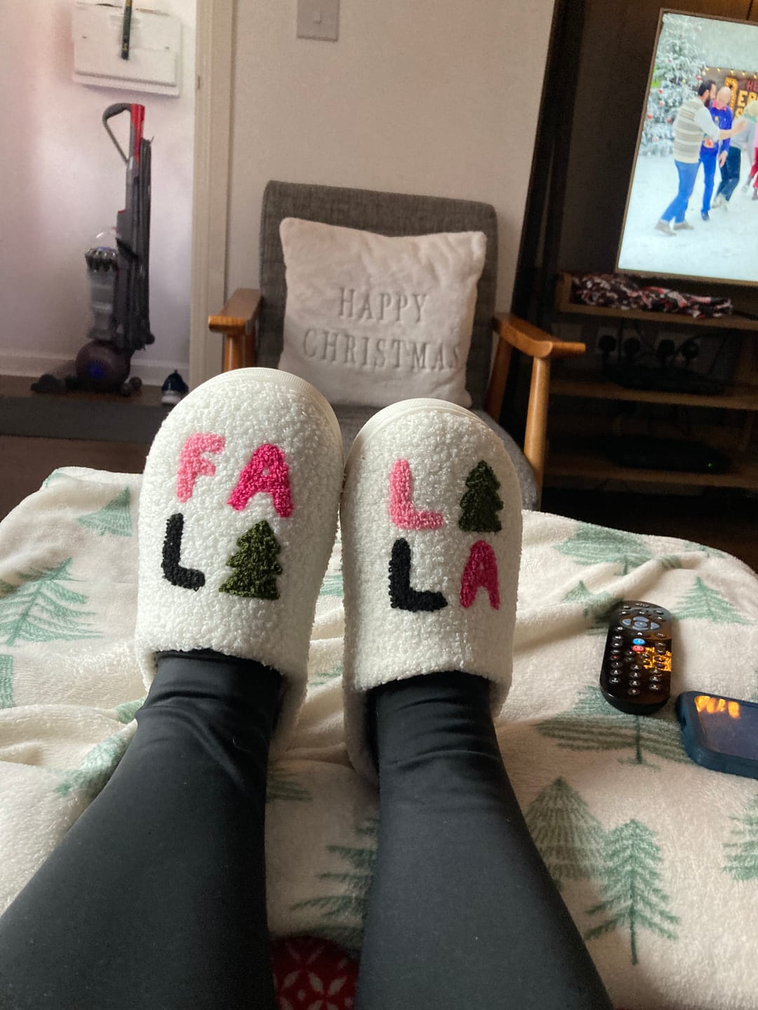 Customer photo review of Falalala Christmas Slippers