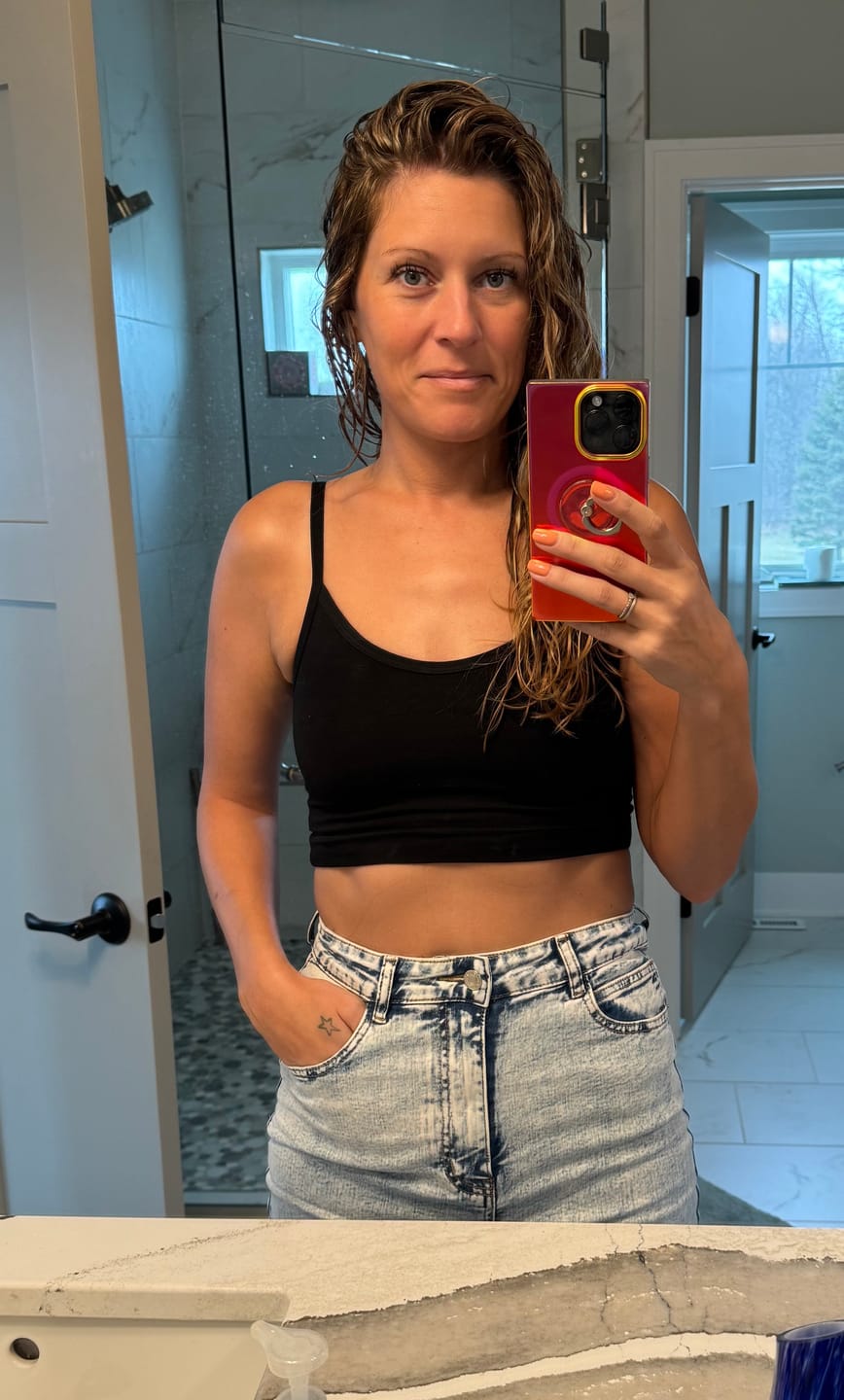 Customer photo review of Golden High-Rise Skinny Jean