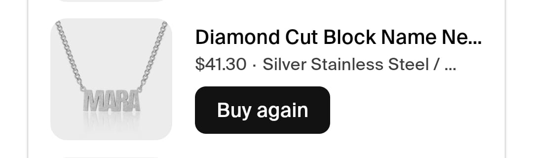 Customer photo review of Diamond Cut Block Name Necklace