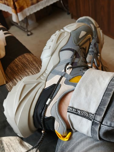 Customer photo review of Rocket Boost Grey High Heel Funky Designer Low Top Sneakers