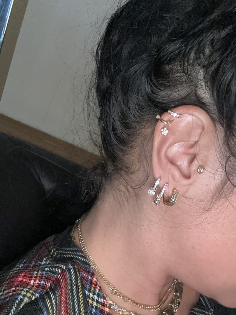 Customer photo review of 14K Gold Hoop Charms