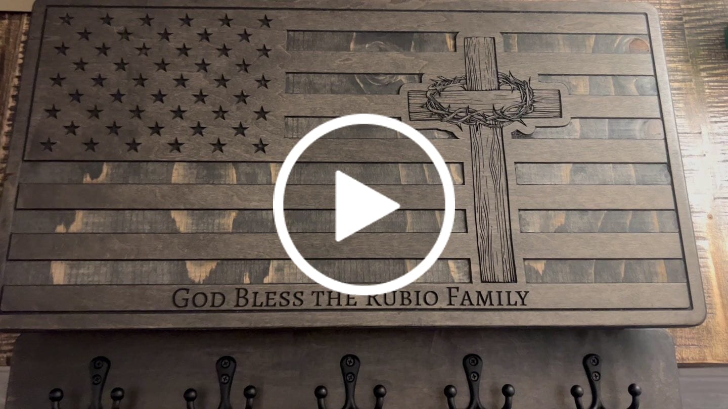 Customer video review of PERSONALIZABLE FLAG WITH CROWN OF THORNS CROSS