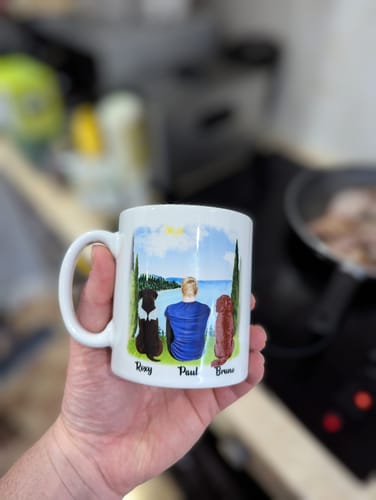 Customer photo review of Man & Dogs - Best Dog Dad Ever Personalised Mug