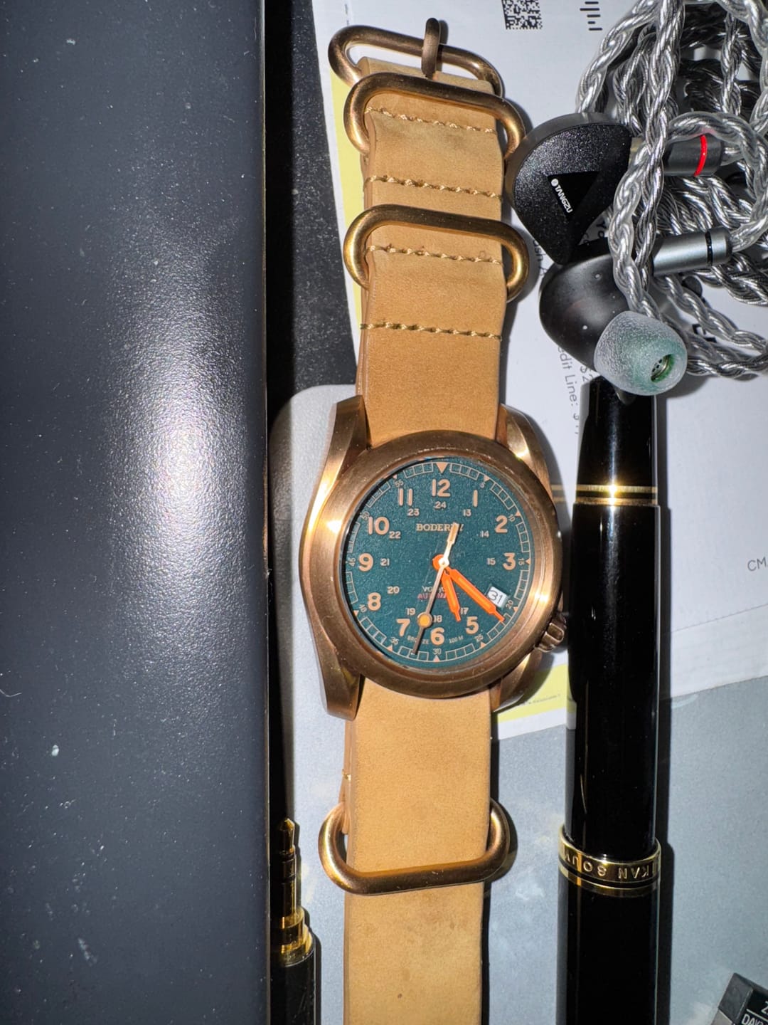 Customer photo review of VOYAGER - 100M Waterproof Bronze Automatic Field Watch | Sandstone Green