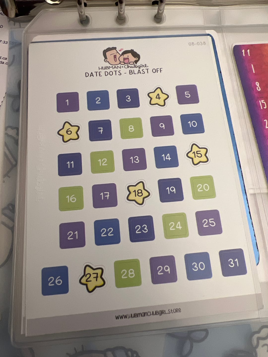 Customer photo review of Date Dots - Blast Off Planner Stickers