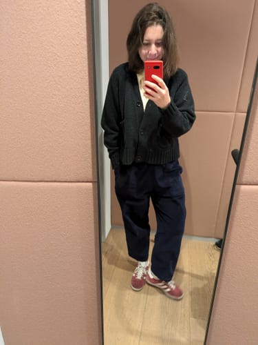 Customer photo review of The Staple Cardigan - Charcoal