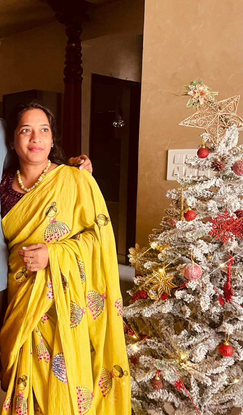 Customer photo review of Green Embroidery Mulmul Cotton Saree