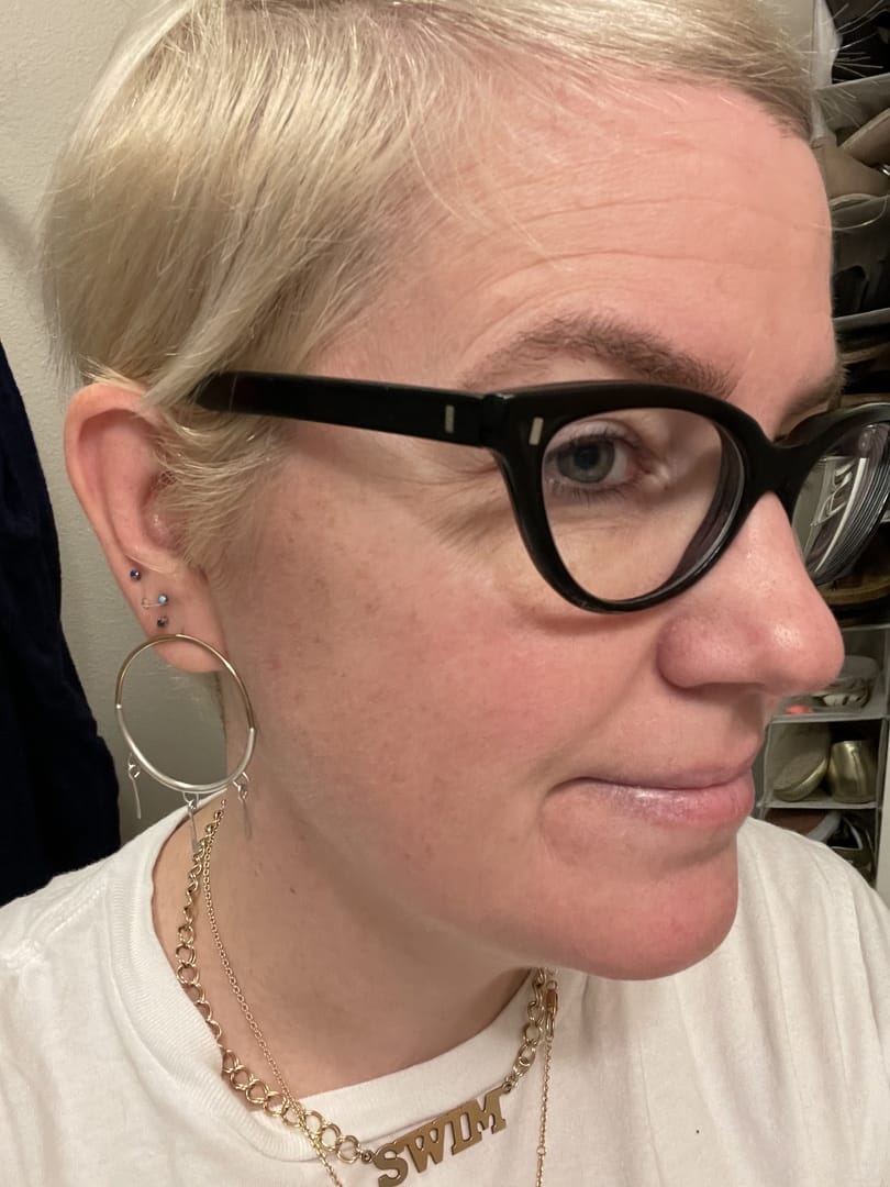 Customer photo review of 14K Gold Rough Diamond Labret Piercing 2mm, 3mm, 4mm 18G16G